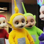 LONDON, ENGLAND - SEPTEMBER 10: The Teletubbies, (L-R) Po, Laa-Laa, Dipsy, Tinky Winky attend photocall to promote new tour at Westfield on September 10, 2009 in London, England.