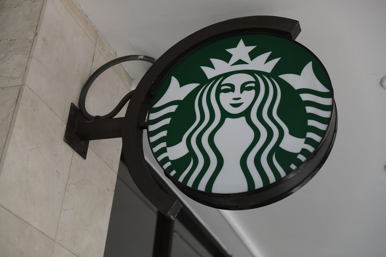 A Starbucks sign.